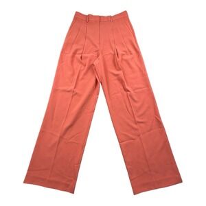 Theory Admiral Crepe Pleated Wide Leg Pants Women's Size 6 Coral